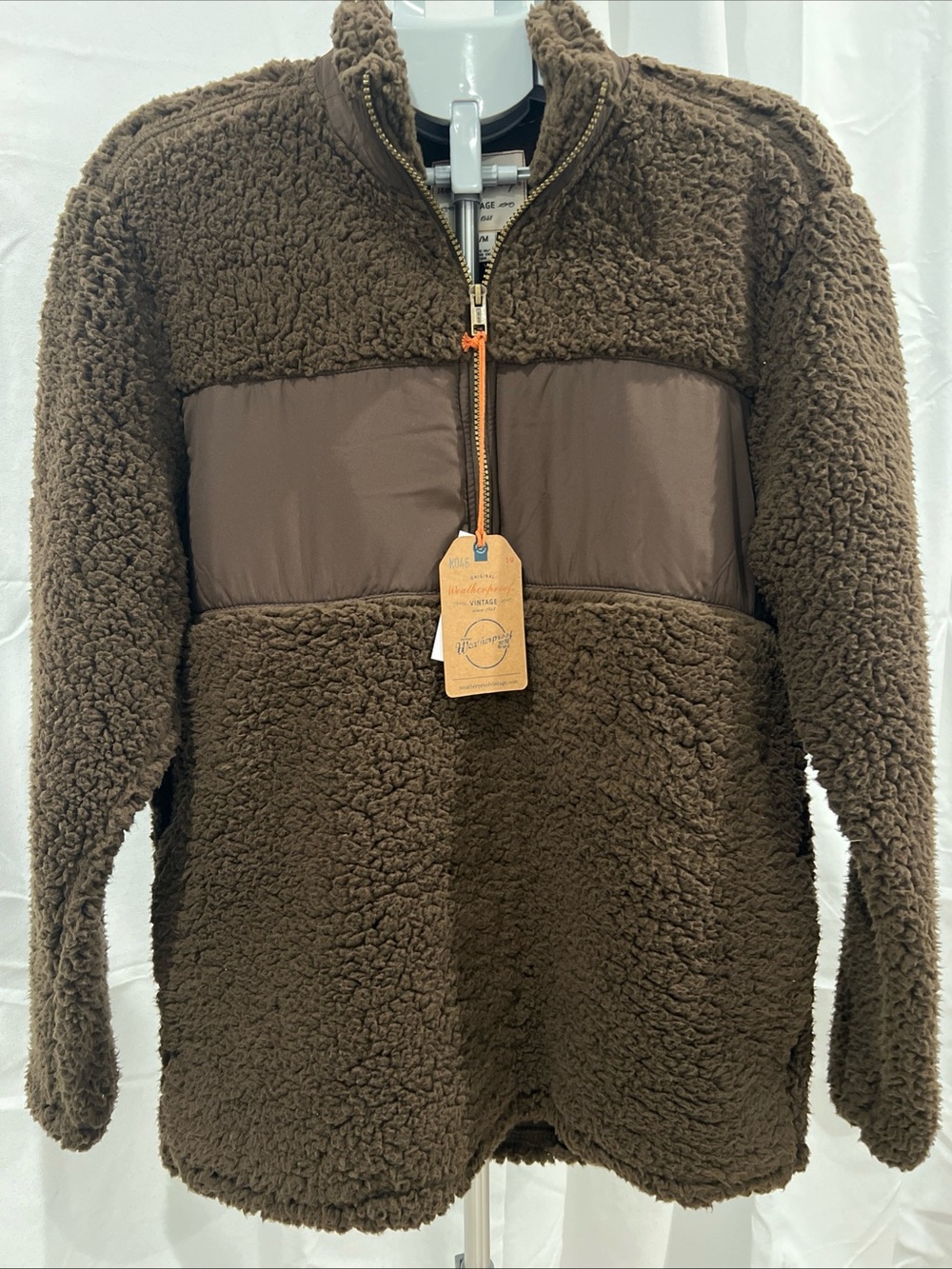 NEW Original Weatherproof Vintage Brown Sherpa 1/2 Zip Men’s size Medium